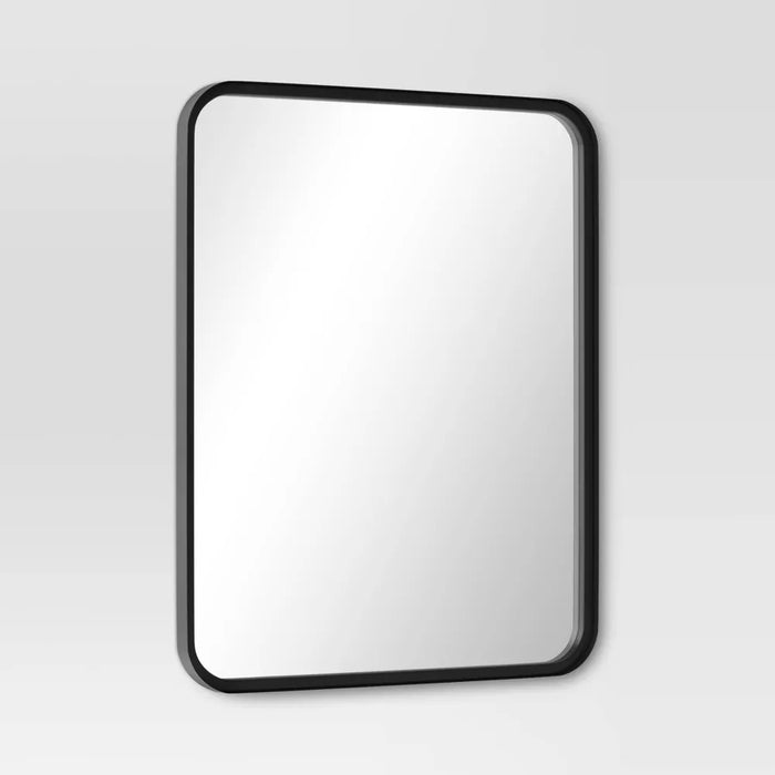 30" X 24" Rectangular Decorative Wall Mirror with Rounded Corners Black - Project 62™