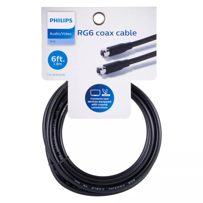 Philips 6' RG6 Coax Cable - Black Open Box