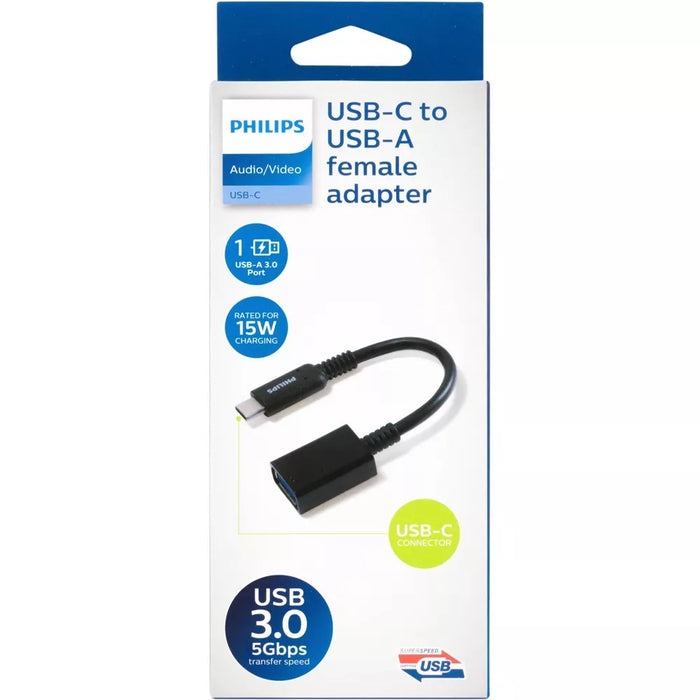 Philips 6in USB-C to USB 3.1 Gen1 Female Adapter Open Box