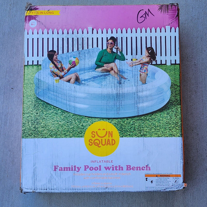 Kids' Family Inflatable Pool with Bench Blue - Sun Squad