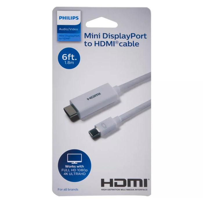 Philips 6' Mini DisplayPort to HDMI Cable - White