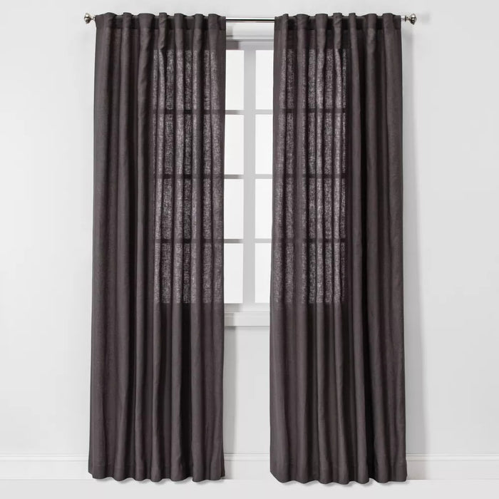 1pc 54"x84" Light Filtering Linen Window Curtain Panel Brown/Dark Gray - Threshold