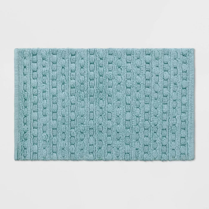 Woven Textured Aqua Bath Rug Aqua - Opalhouse