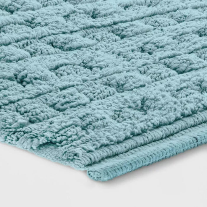 Woven Textured Aqua Bath Rug Aqua - Opalhouse