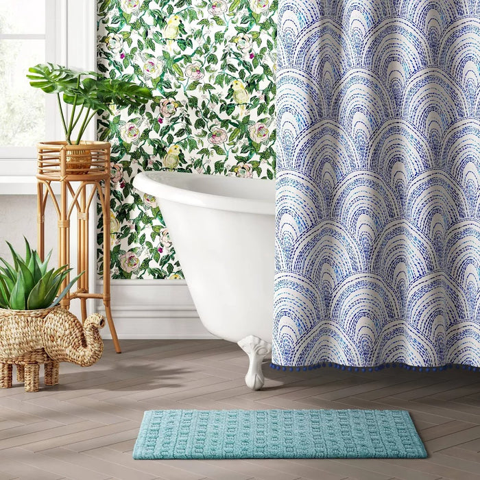 Woven Textured Aqua Bath Rug Aqua - Opalhouse