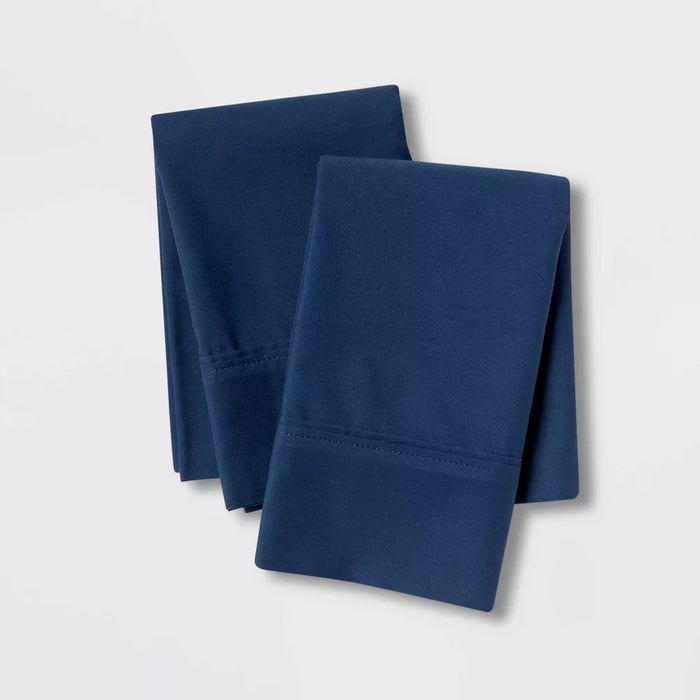 King 300 Thread Count Ultra Soft Pillowcase Set Dark Blue - Threshold