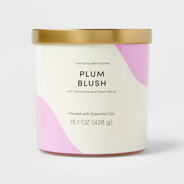 15.1oz Candle Color Block Artwork Plum Blush Purple/Cream - Opalhouse