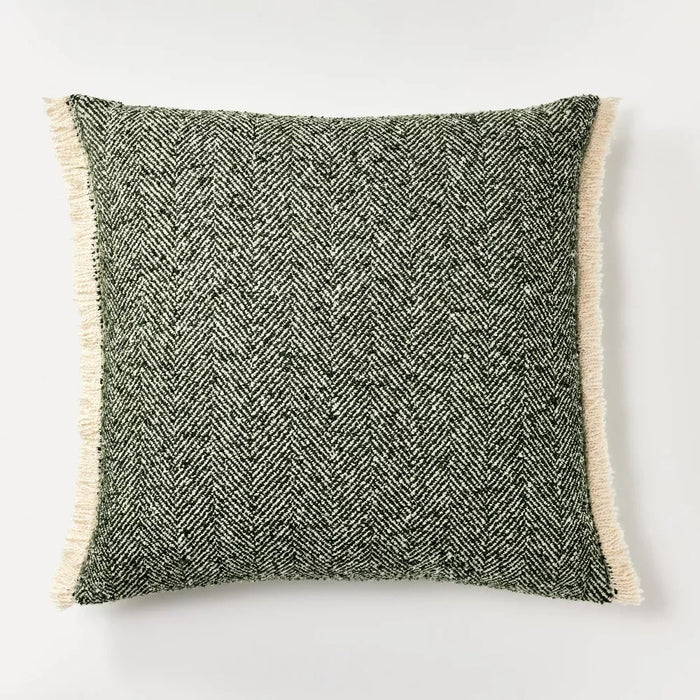 Oversized Herringbone with Frayed Edges Square Throw Pillow - Threshold designed with Studio McGee