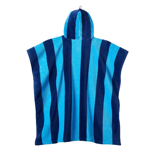 Kids Poncho Striped Beach Towel Navy Blue - Sun Squad