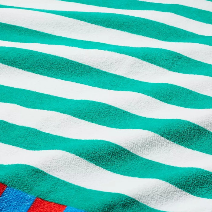 Striped Beach Towel Green/White - Sun Squad