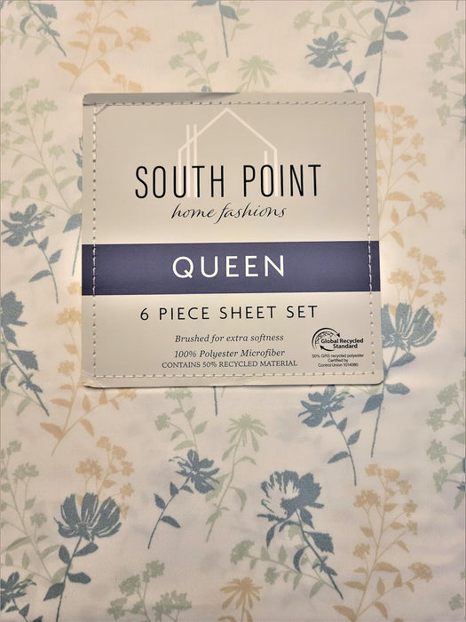 6 Piece Sheet Set Extra Soft Brushed Mircrofiber, Queen (U.S. Standard) (Jasmine Floral)