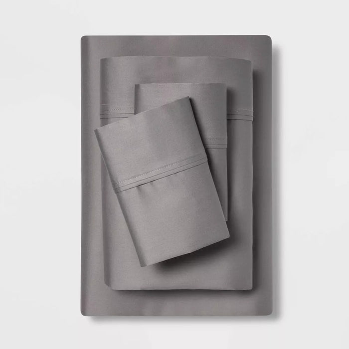 Twin/Twin XL 400 Thread Count Solid Performance Sheet Set Gray - Threshold