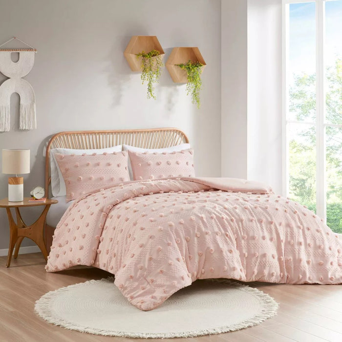 Intelligent Design 3pc Full/Queen Elise Clip Jacquard Comforter Set Pink