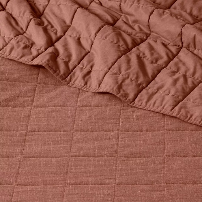Full/Queen Space Dyed Cotton Linen Quilt Cognac - Threshold