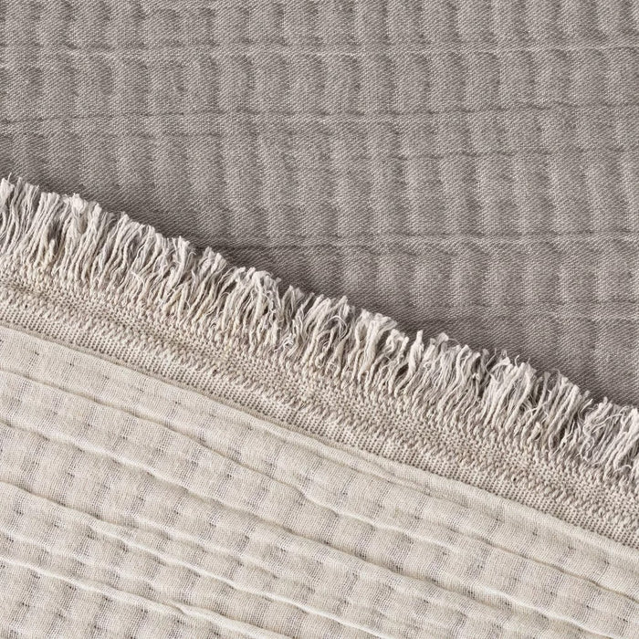 Full/Queen Reversible Textured Cotton Chambray Coverlet Dark Gray/White - Casaluna