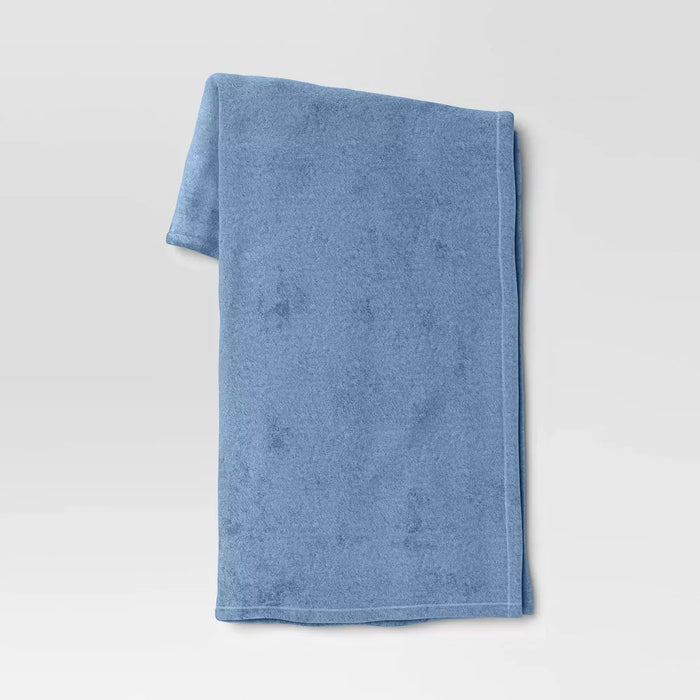 Solid Plush Throw Blanket Blue - Room Essentials