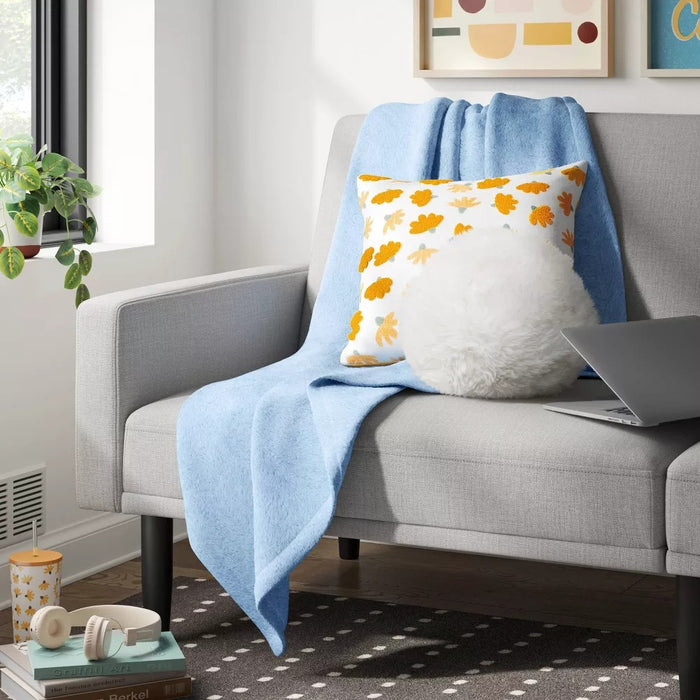 Solid Plush Throw Blanket Blue - Room Essentials