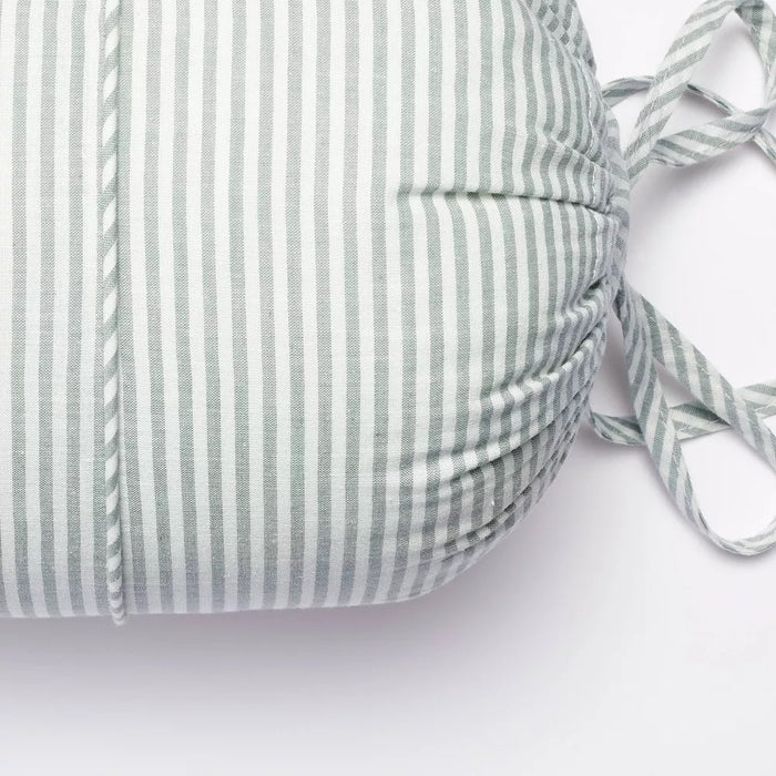Oversized Bolster Woven Striped with Piping Cylinder Throw Pillow White/Light Teal Green - Threshold