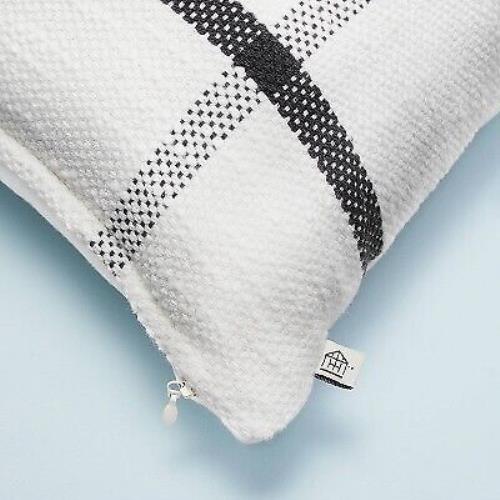 24"x24" Open Grid Lines Square Throw Pillow Cream/Gray - Hearth & Hand with Magnolia