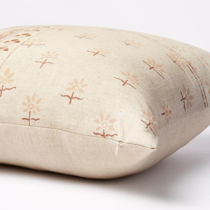 Printed Patchwork Square Throw Pillow with Tassel Zipper Cream/Mauve - Threshold designed