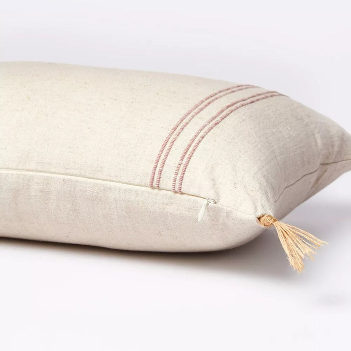 Block Print Lumbar Throw Pillow Mauve/Cream -Threshold designed with Studio McGee