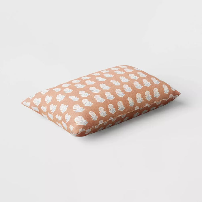 Block Print Lumbar Throw Pillow Orange/Peach - Threshold