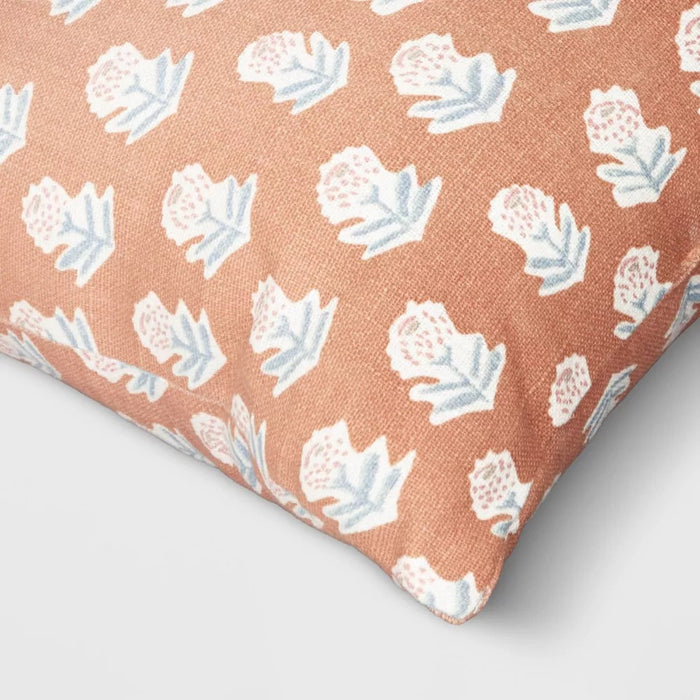 Block Print Lumbar Throw Pillow Orange/Peach - Threshold