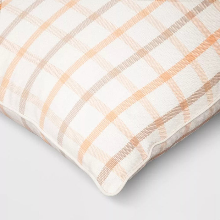 Woven Grid Square Throw Pillow Peach White/Orange/Light Taupe - Threshold