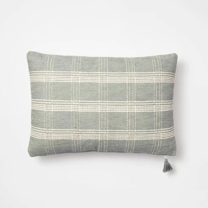 Woven Plaid Lumbar Throw Pillow with Tassel Zipper - Threshold designed with Studio McGee