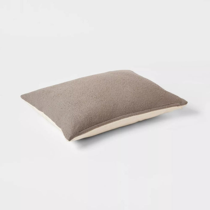 Oblong Boucle Color Blocked Decorative Throw Pillow Dark Gray - Threshold