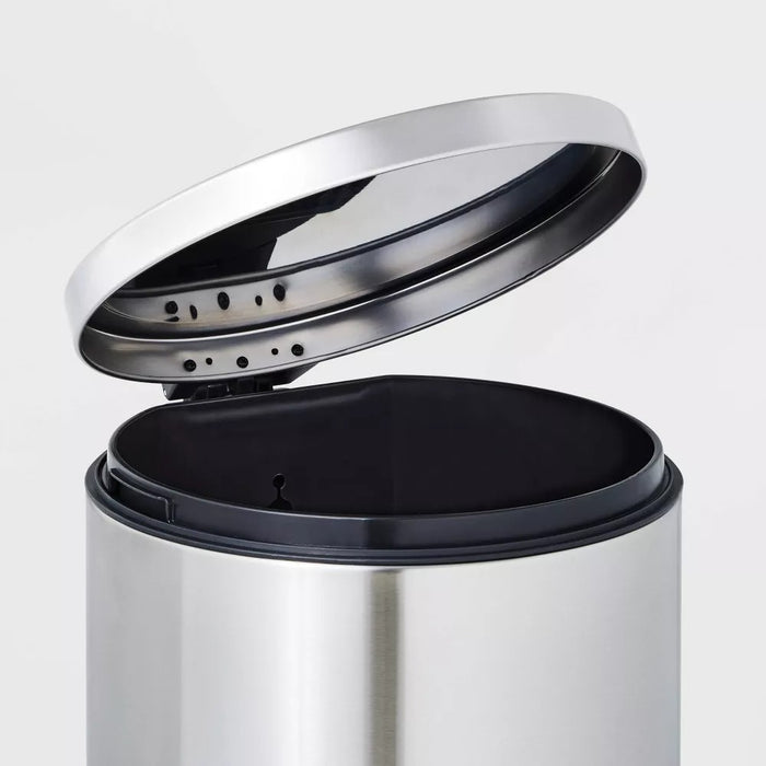 30L Round Step Trash Can Silver - Brightroom