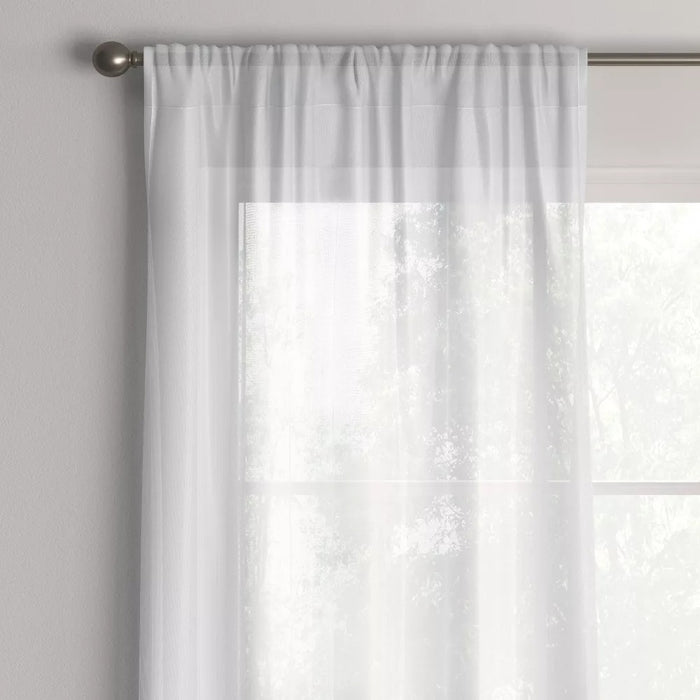 1pc 40"x63" Sheer Crinkle Window Curtain Panel White - Room Essentials