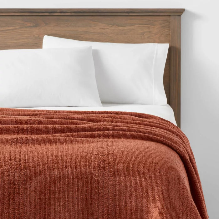 Woven Textural Stripe Bed Throw Rust - Threshold™