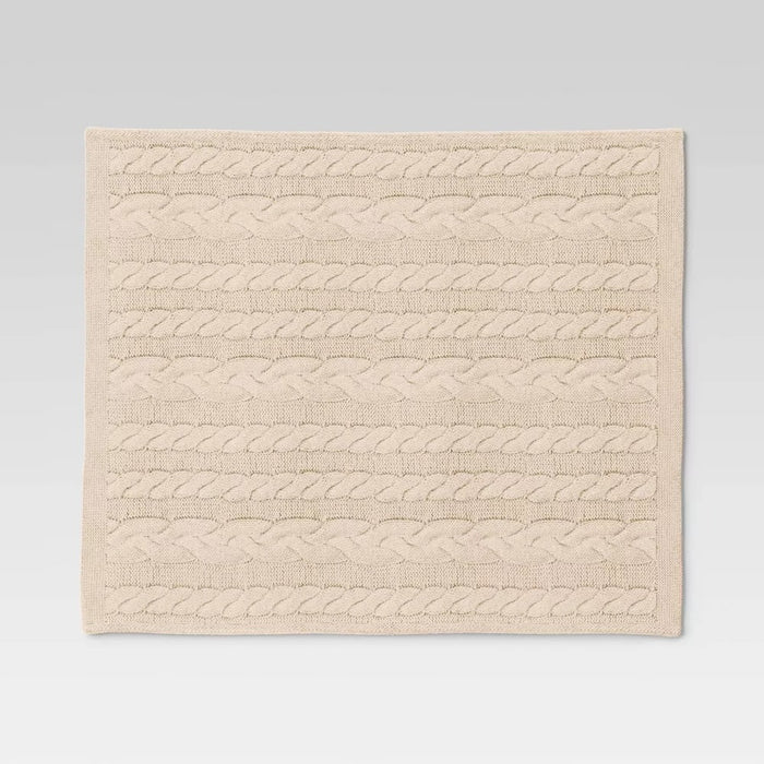 Chunky Cable Knit Reversible Throw Blanket Cream - Threshold