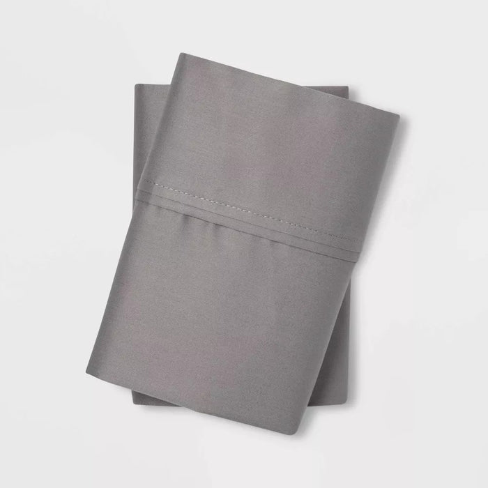 King 400 Thread Count Solid Performance Pillowcase Set Gray - Threshold