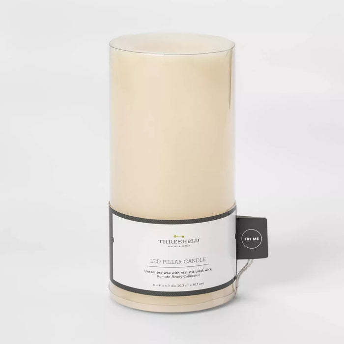 8" X 4" LED Flameless Black Wick Candle Cream - Threshold™