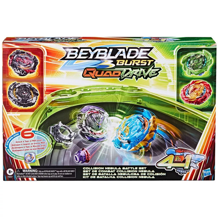Beyblade Burst QuadDrive Collision Nebula Beyblade Stadium Battle Set Open Box