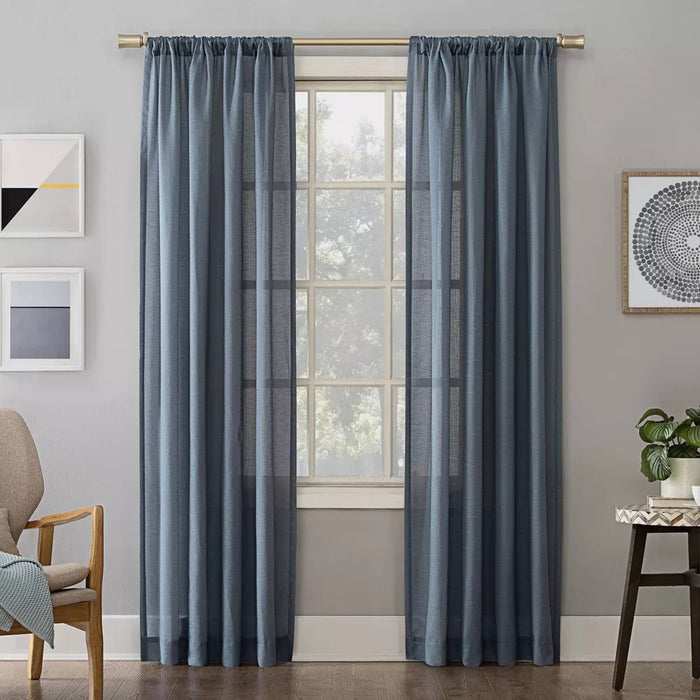 84"x54" Amalfi Rod Pocket Sheer Window Curtain Panel Denim Blue - No. 918