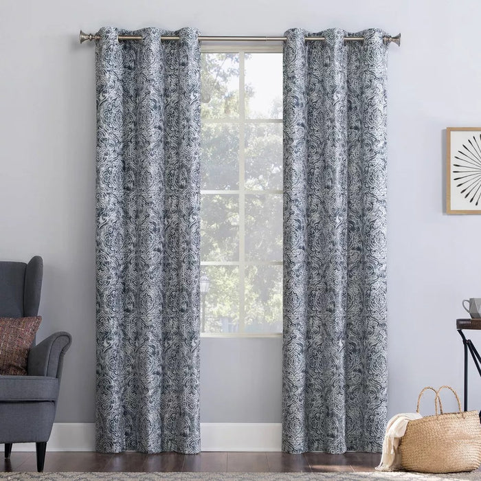 Kenji Medallion Draft Shield Fleece Insulated Energy Saving Grommet Top Curtain Panel - No. 918