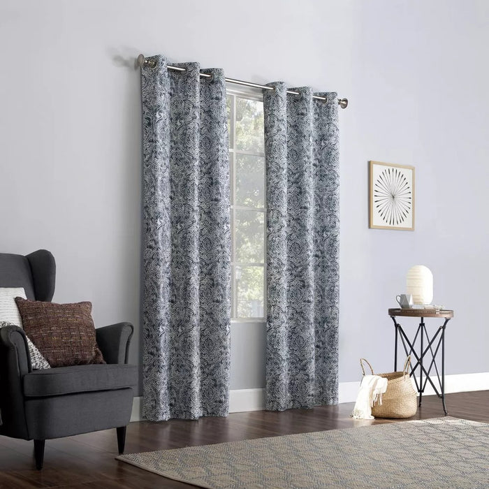 Kenji Medallion Draft Shield Fleece Insulated Energy Saving Grommet Top Curtain Panel - No. 918