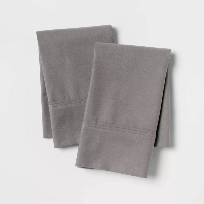 Standard 300 Thread Count Ultra Soft Pillowcase Set Gray - Threshold