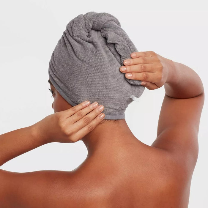 2pk Bath Hair Wrap Set Gray - Room Essentials