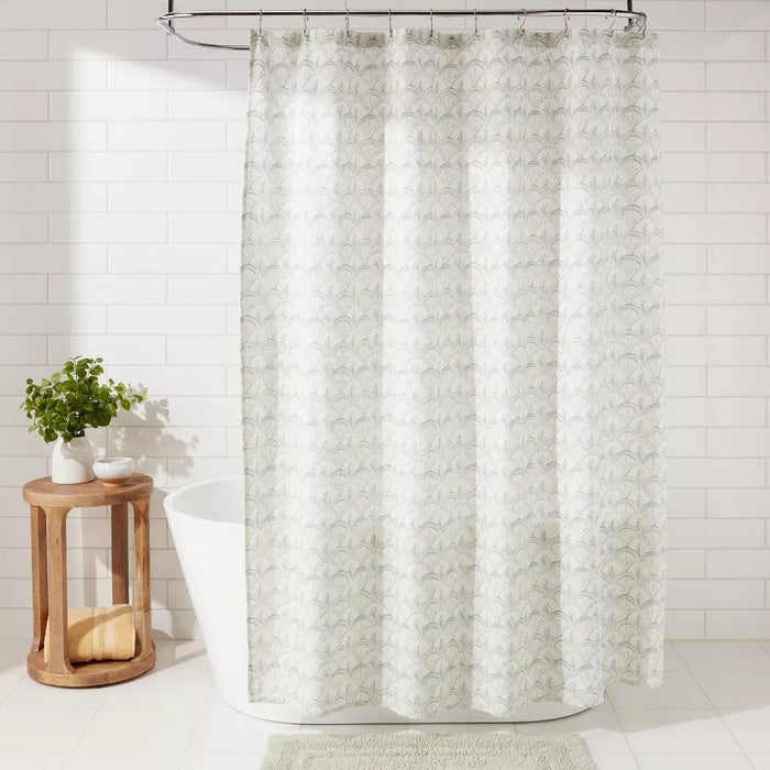 Block Print Scallop Shower Curtain Aqua Blue - Threshold