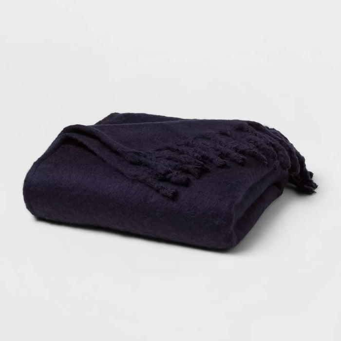 Faux Mohair Bed Throw Navy - Threshold