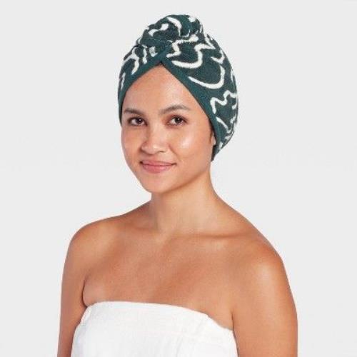 2pk Bath Hair Wrap Set Green - Room Essentials
