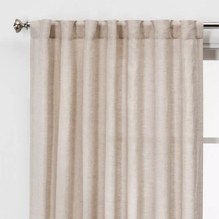 1pc 54"x84" Light Filtering Linen Window Curtain Panel Natural - Threshold