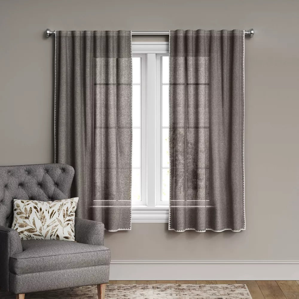 54x84 Light Filtering Textured Weave Window Curtain Panel Off White -  Threshold™