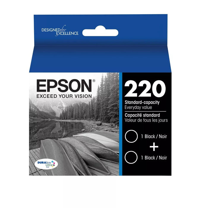 Epson 220 2pk Ink Cartridges - Black (T220120-D2)