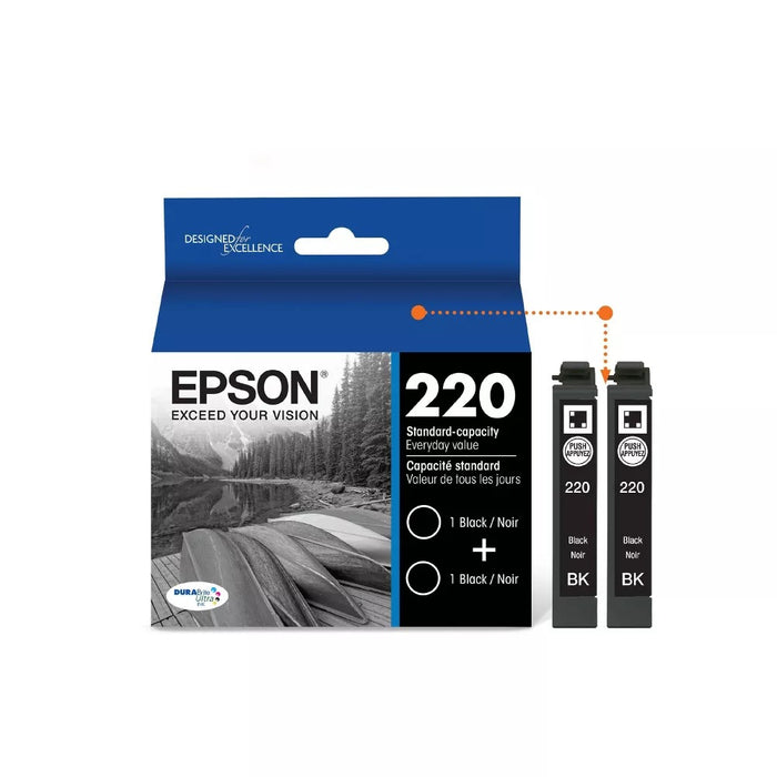 Epson 220 2pk Ink Cartridges - Black (T220120-D2)