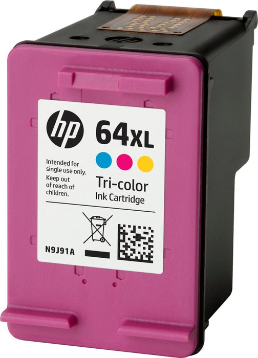 HP 64XL High Yield Original Ink Cartridge, 415 Page Yield - Tri-Color(N9J91AN#140)